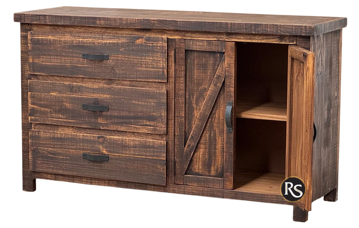 COMODA BAJA 3 CAJONES 2 PUERTAS RANCHO