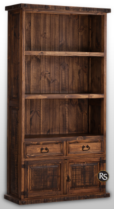 RUSTIC 2 DRAWERS 2 DOORS BOOKCASE 
